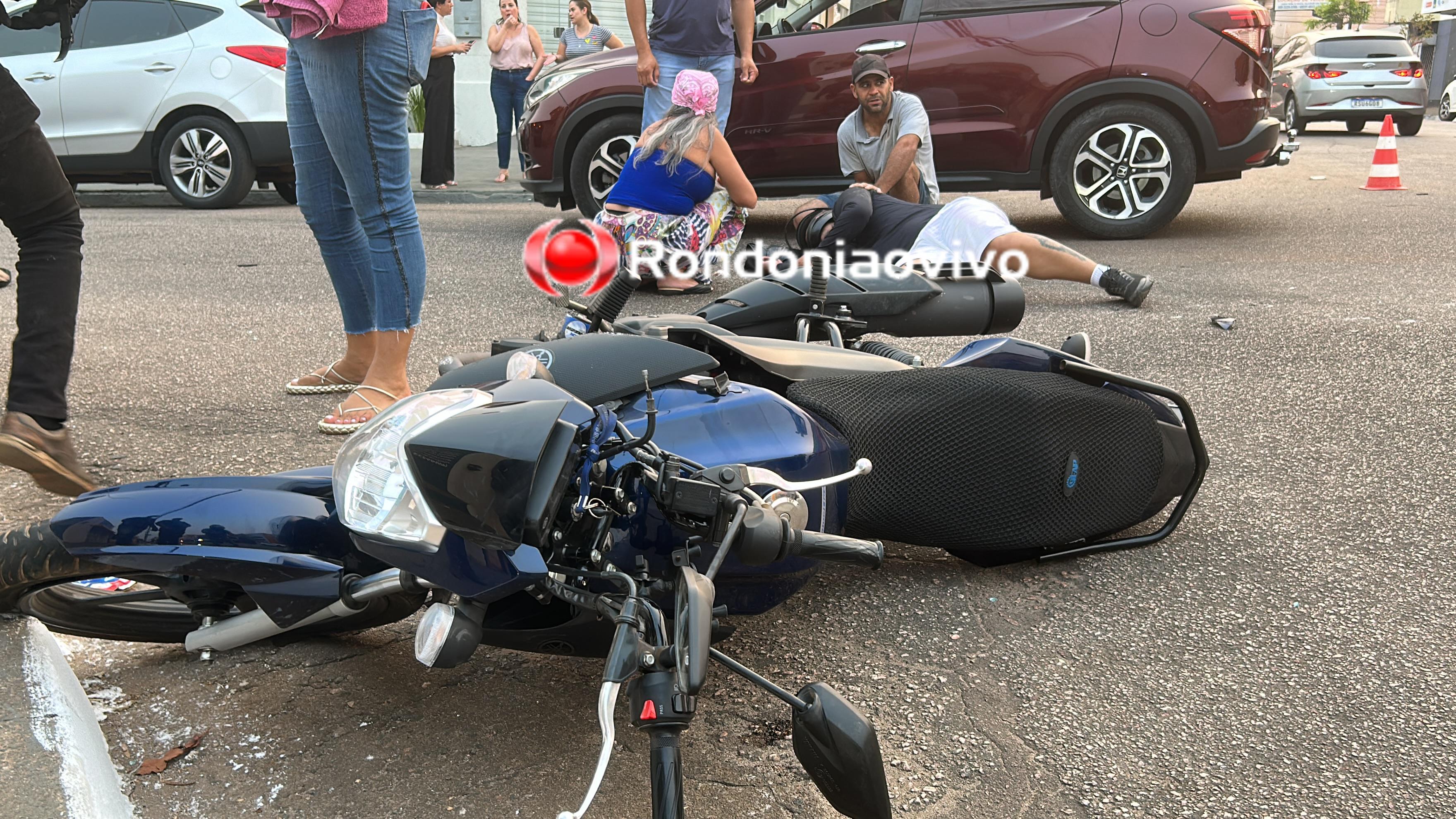 URGENTE: Dois moto aplicativo sofrem grave acidente após carro avançar preferencial