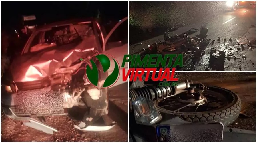 FRONTAL: Acidente gravíssimo entre motoneta e carro é registrado na RO-010