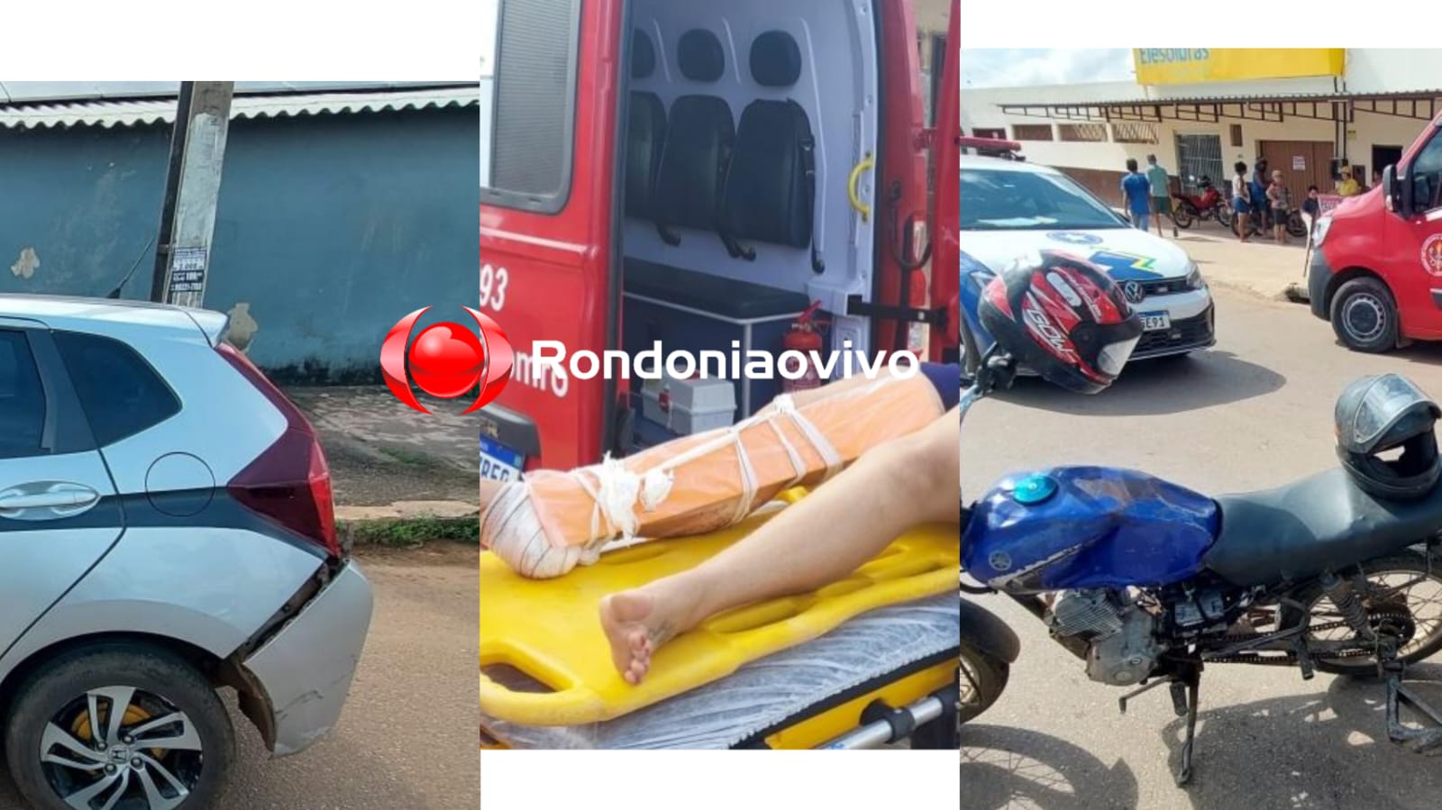 NA RIO DE JANEIRO: Passageira de moto quebra a perna após condutora de Fit avançar preferencial 