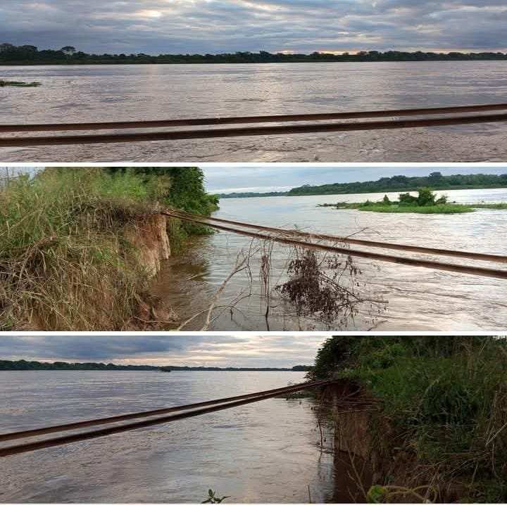 TRILHOS PENDURADOS: Barranco é levado pela erosão e compromete parte da EFMM