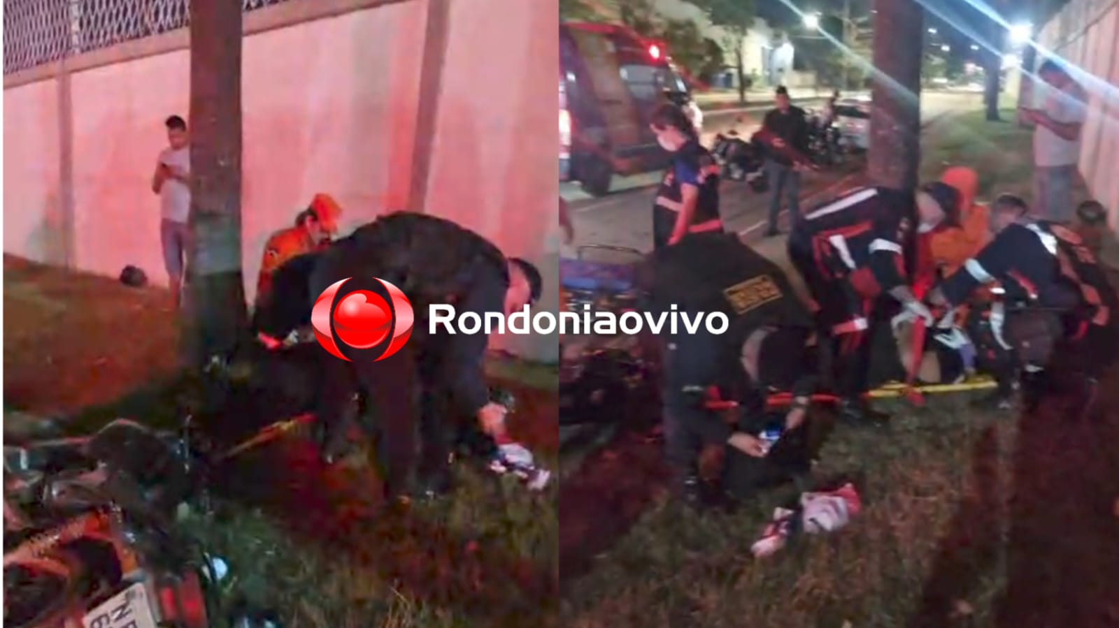 DESACORDADA: Mulher sofre traumatismo craniano ao colidir moto contra árvore 