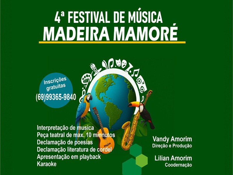 ARTES: 4ª edição do ‘Festival de Música Madeira Mamoré’ está com inscrições abertas