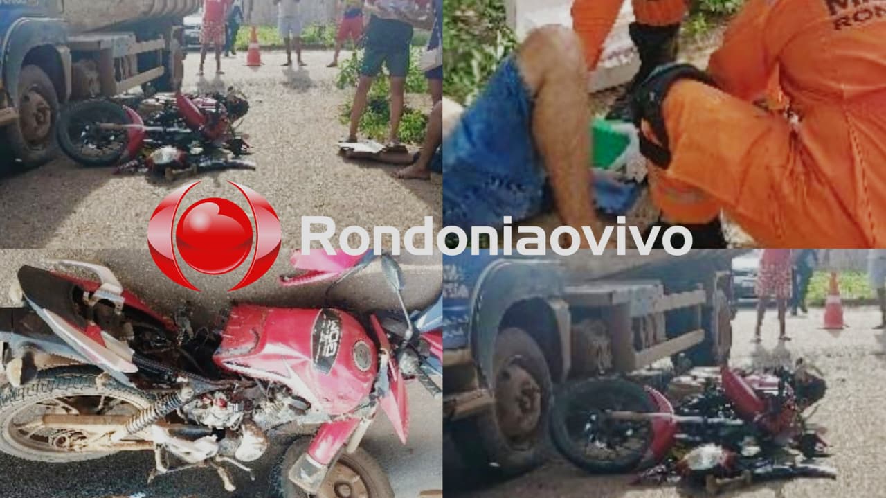 AVANÇOU: Motociclista sofre fratura na perna em colisão envolvendo caminhão caçamba 