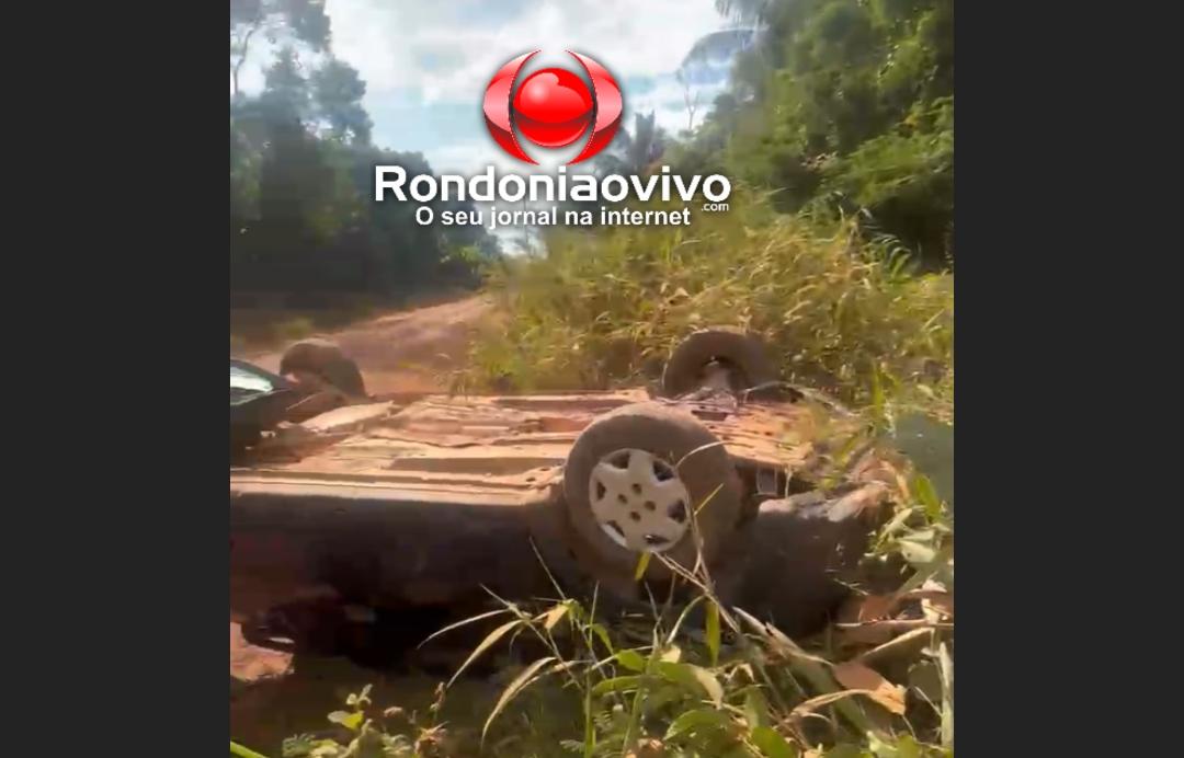 VÍDEO: Carro capota e vai parar no meio da vegetação na zona rural 