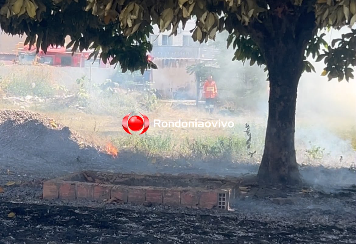 VÍDEO: Bombeiros combatem  incêndio em terreno do antigo prédio do INSS