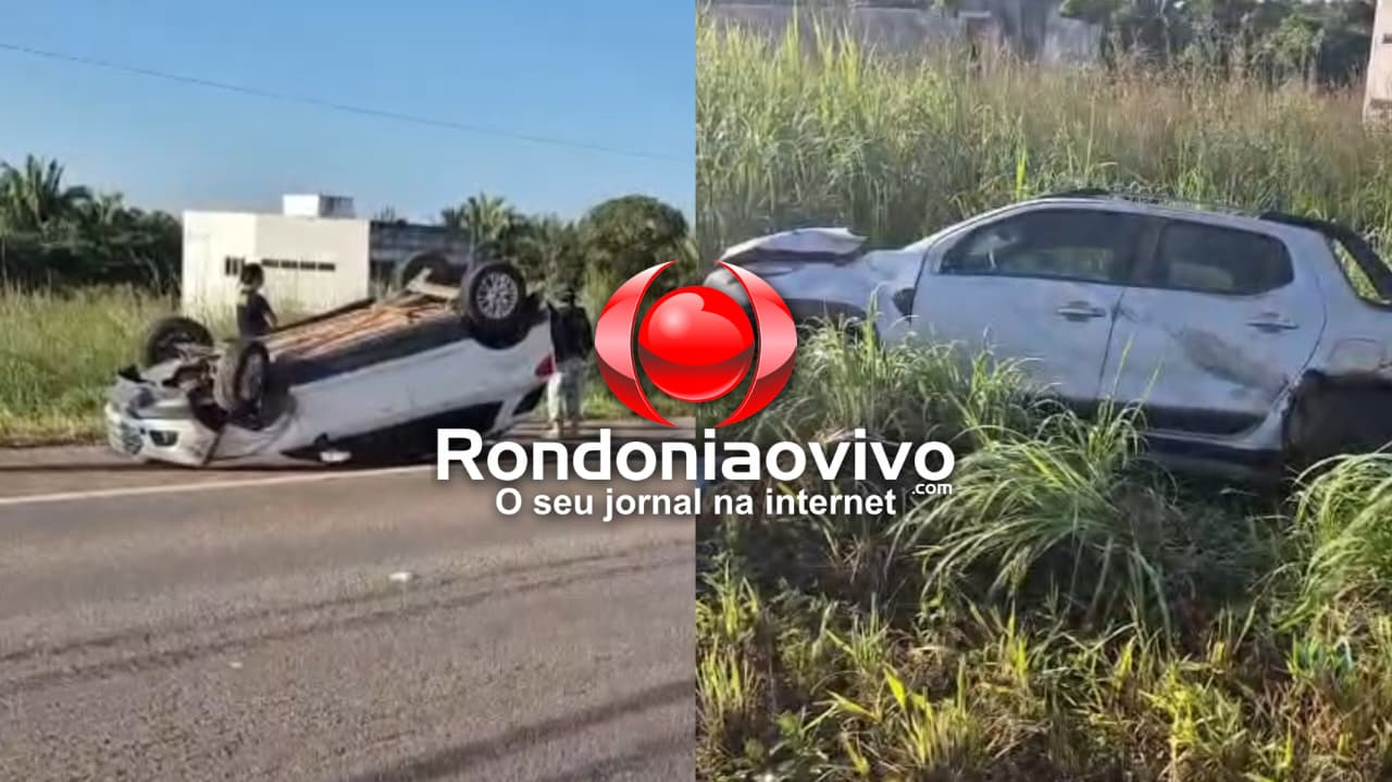 VÍDEO: Pneu fura, carro capota e atinge outro veículo na BR-364