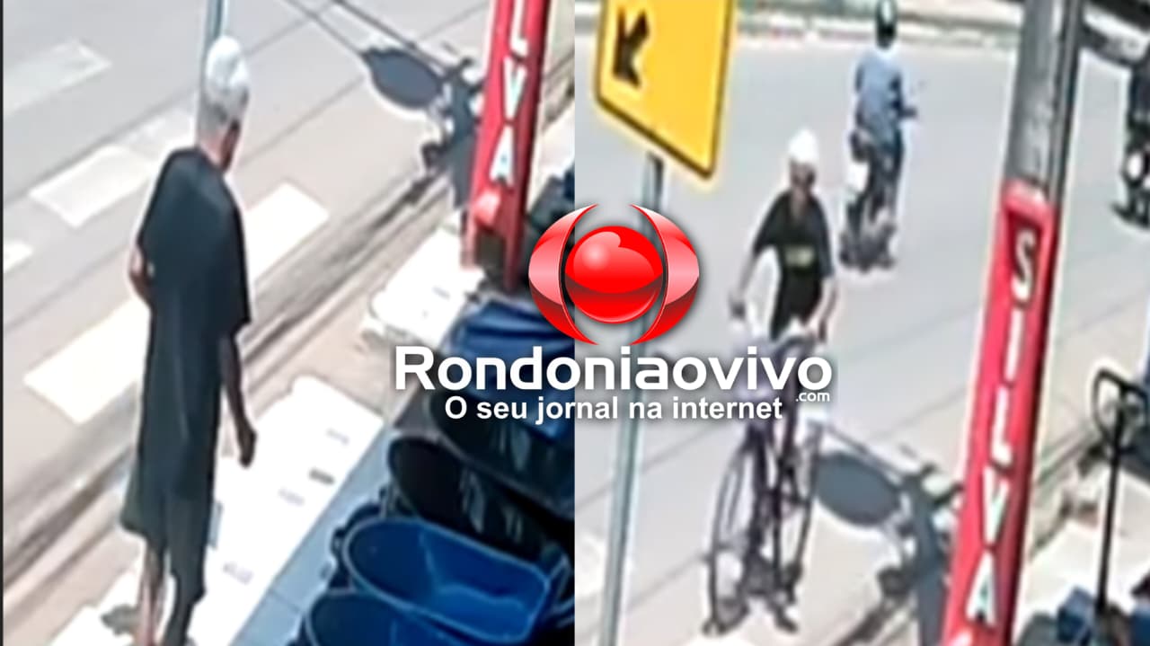 VOVÔ LADRÃO: Idoso é filmado furtando bicicleta na frente de comércio