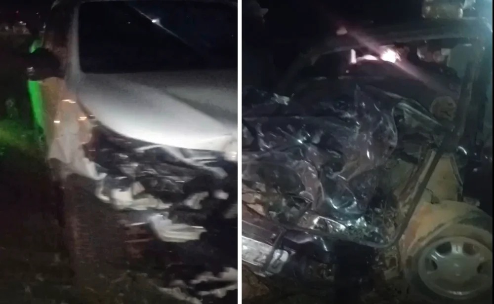 ACIDENTE: Colisão frontal entre Hilux e Santana deixa quatro feridos