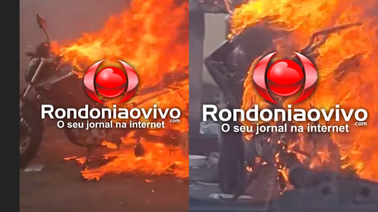 URGENTE: Incêndio destrói moto ao lado de posto de combustíveis na capital