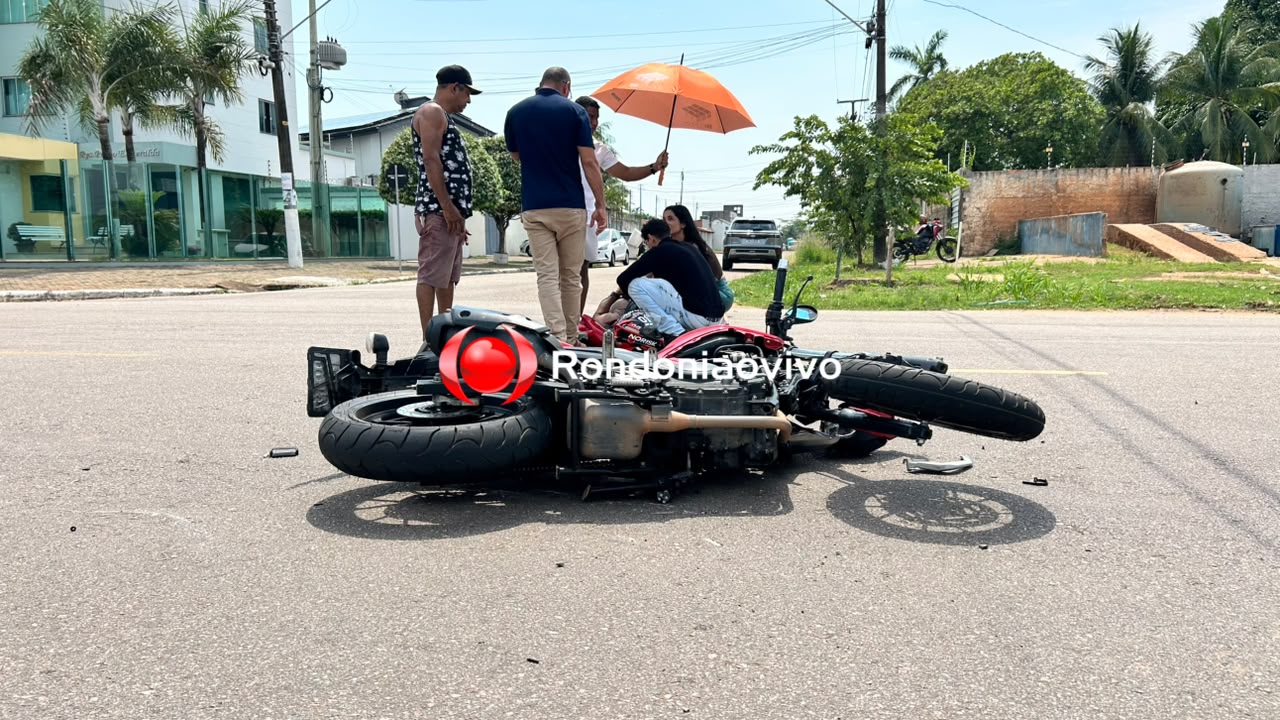URGENTE: Motociclista passa direto em cruzamento e sofre grave acidente