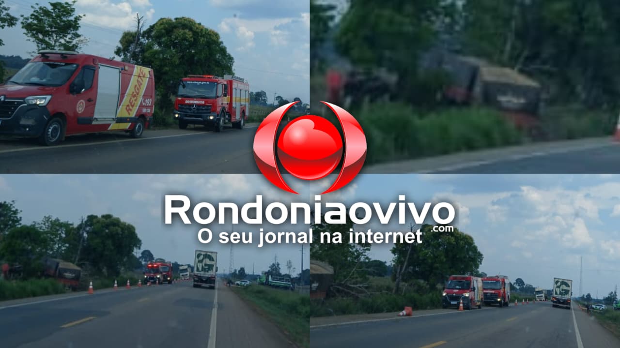 URGENTE: Caminhoneiro morre após carreta tombar às margens da BR-364 