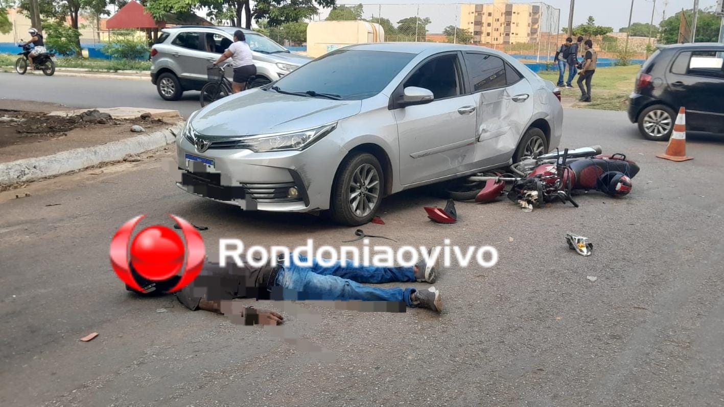 URGENTE: Motociclista é vítima de grave acidente em frente a Unisp 