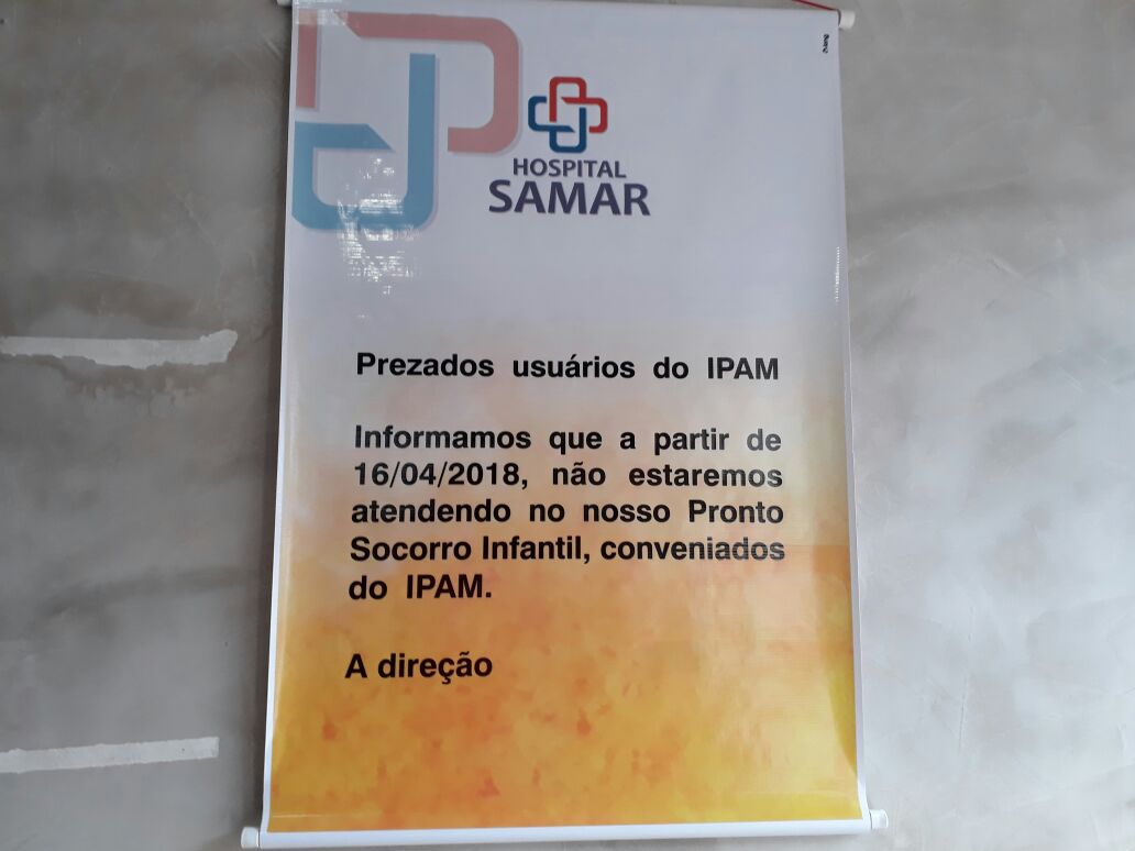 Hospital suspende atendimento aos conveniados do Ipam