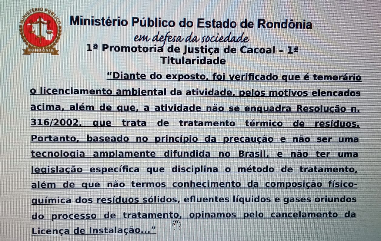 AÇÃO CIVIL: MP pede cancelamento de licença para queima de lixo