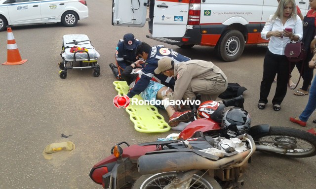 TRÂNSITO: Motociclista fica ferido após ser atingido por carro em Porto Velho