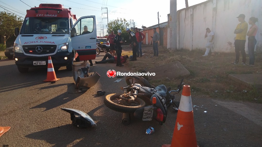 CAIU A PLACA: Motorista foge após avançar preferencial e deixar motoboy ferido