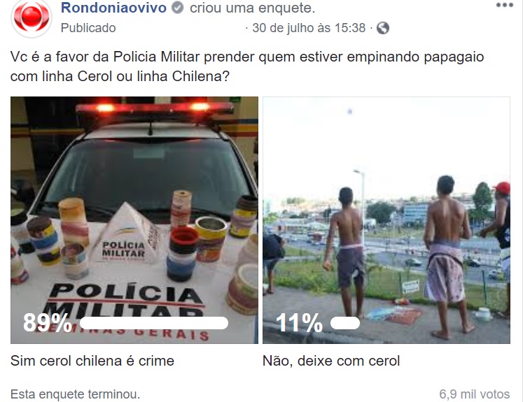 ENQUETE: 89% acham que PM deve prender quem usar cerol e linha chilena