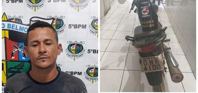 SE DEU MAL: Foragido é preso com moto roubada após tentar enganar equipe da polícia