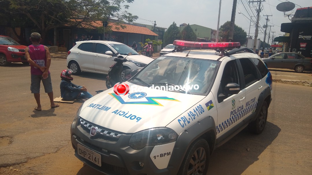 ACIDENTE: Colisão entre carro e moto deixa mulher ferida em Porto Velho