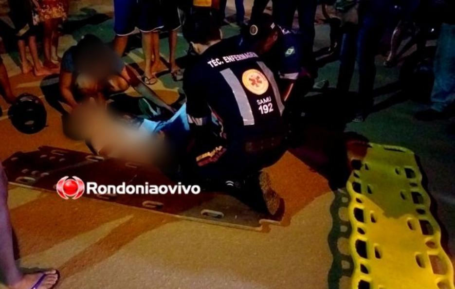 LESIONADA: Mulher é derrubada de moto no trânsito durante tentativa de assalto