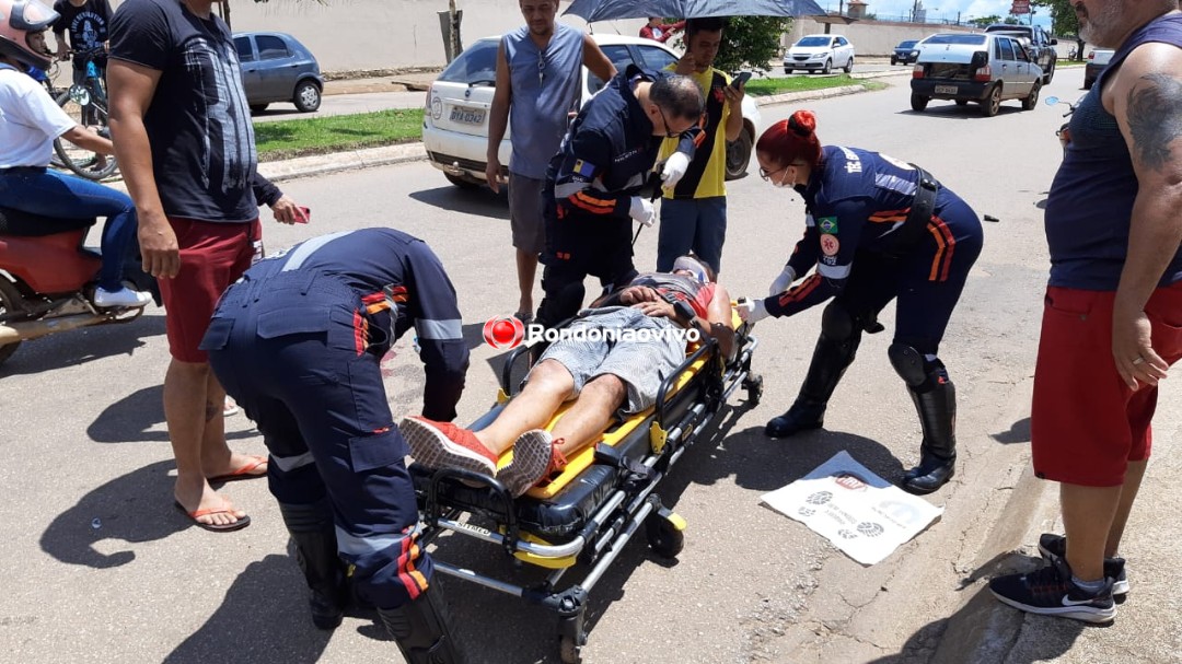 TRÂNSITO: Motociclista bate a cabeça e fica em estado grave após acidente com caminhonete