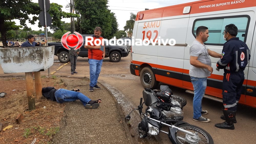 IMPRUDÊNCIA: Motociclista é lançado para calçada após condutor de carro avançar preferencial