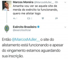 Jovem xinga Exército na internet e é respondido