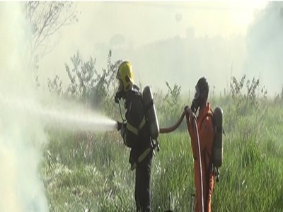 Bombeiros evitam que fogo descontrolado em pasto destruísse residências