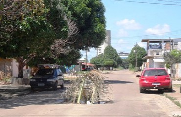 CENA DA CIDADE – Buraco em via pública há cerca de um ano é coberto de palha por moradores