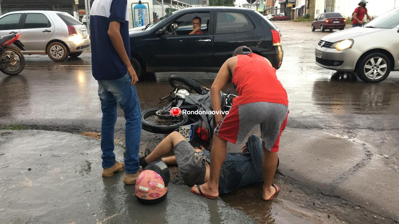 VÍDEO: Motociclista sofre grave acidente em colisão com carro na Raimundo Cantuária