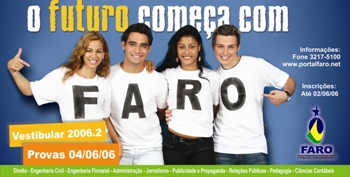 Vestibular 2006.2 da FARO encerra inscrições na sexta-feira (02)