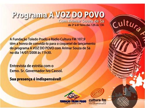 RÁDIO - Arimar de Sá volta com Programa 