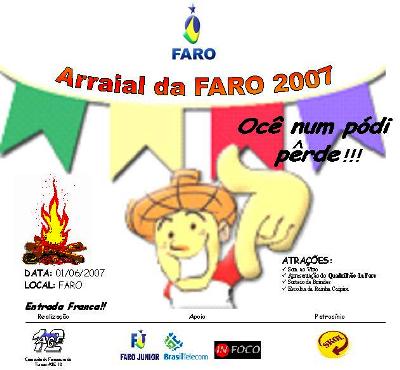 Arraial da Faro acontece no dia 1º de junho