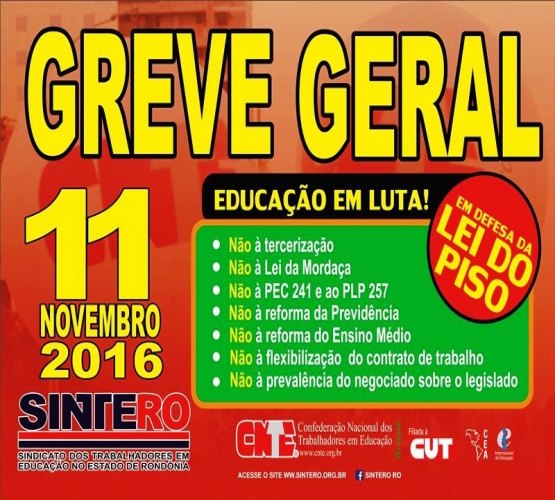 Greve nacional contra a PEC 055 terá manifestações em Porto Velho nesta sexta