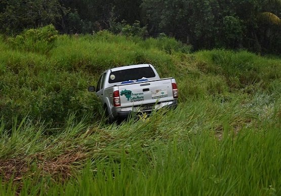 AQUAPLANAGEM: Caminhonete com prefeito de Costa Marques perde o controle na BR-429