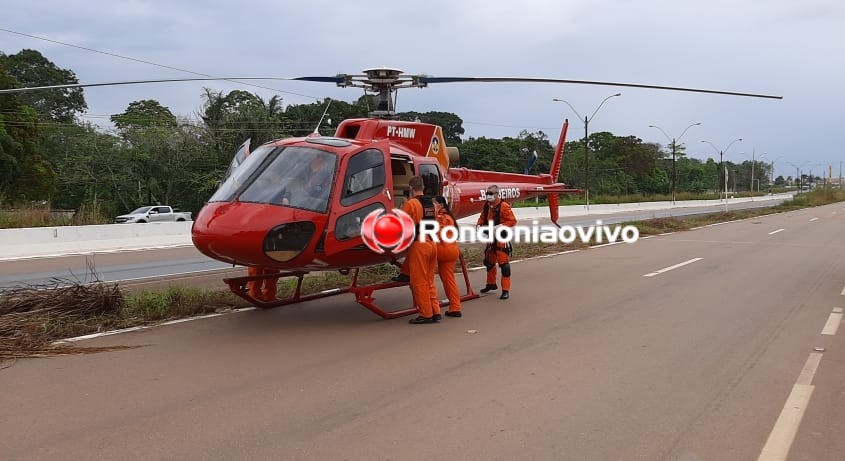 ATROPELAMENTO: Helicóptero dos Bombeiros faz pouso em rodovia para socorrer vítimas de acidente