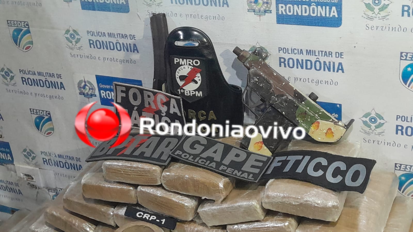 VEJA VÍDEO: PM e policiais Penais apreendem submetralhadora e mais de 100 kg de maconha 