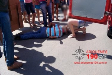 Ciclista fica ferido ao se chocar violentamente contra veiculo 