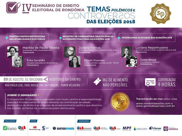 ELEIÇÕES: 4° Seminário de Direito Eleitoral será realizado nesta quinta-feira