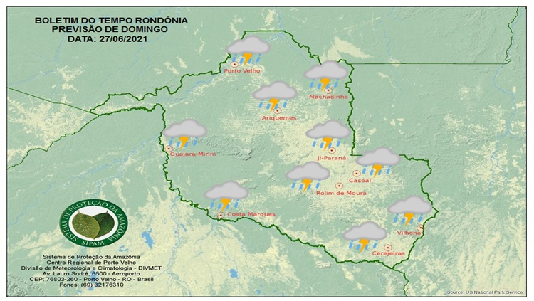 CLIMA: Sipam prevê sol e calor para este domingo (27) em Rondônia