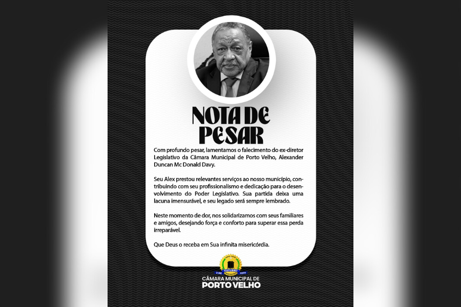 ÍCONE DO LEGISLATIVO: Porto Velho se despede de Alexander Duncan Mc Donald Davy