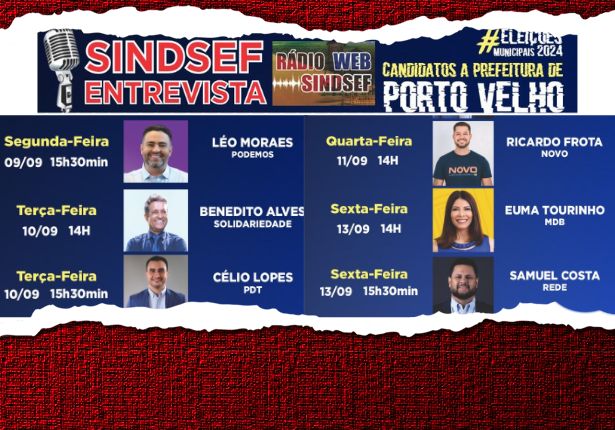 CONFIRA: Rádio Web Sindsef terá semana de entrevistas com candidatos à prefeitura