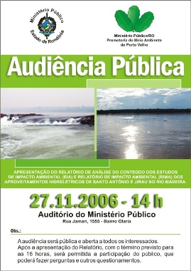 HIDRELÉTRICAS - Ministério Público apresenta posicionamento em audiência pública na próxima segunda-feira (27)