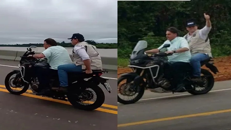 PONTE DO RIO MADEIRA: Presidente Bolsonaro atravessa ponte de moto após inauguração