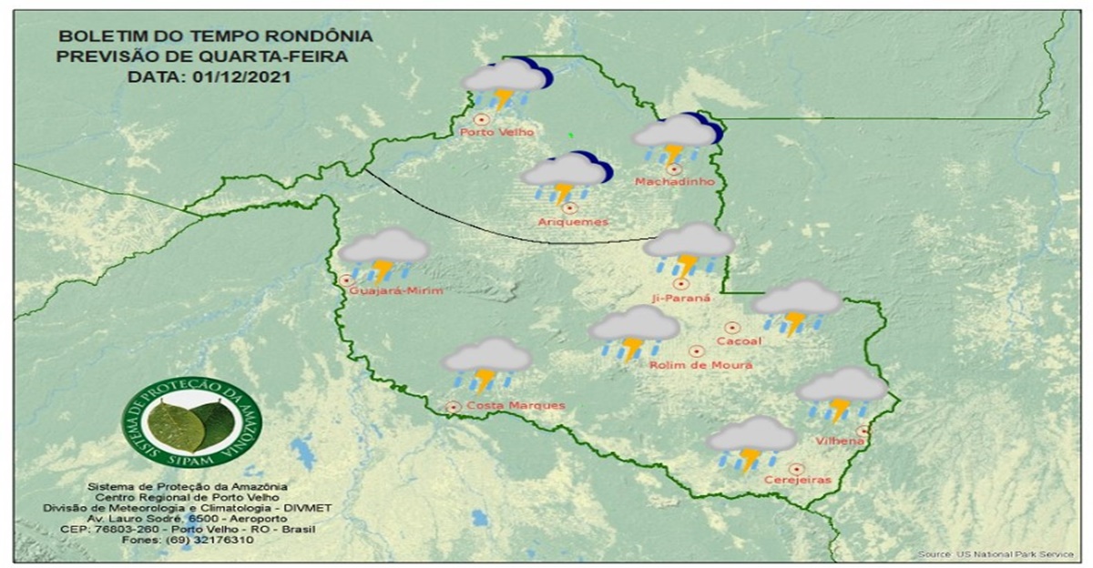 CLIMA: Confira a previsão do tempo para esta quarta-feira (01) em Rondônia 