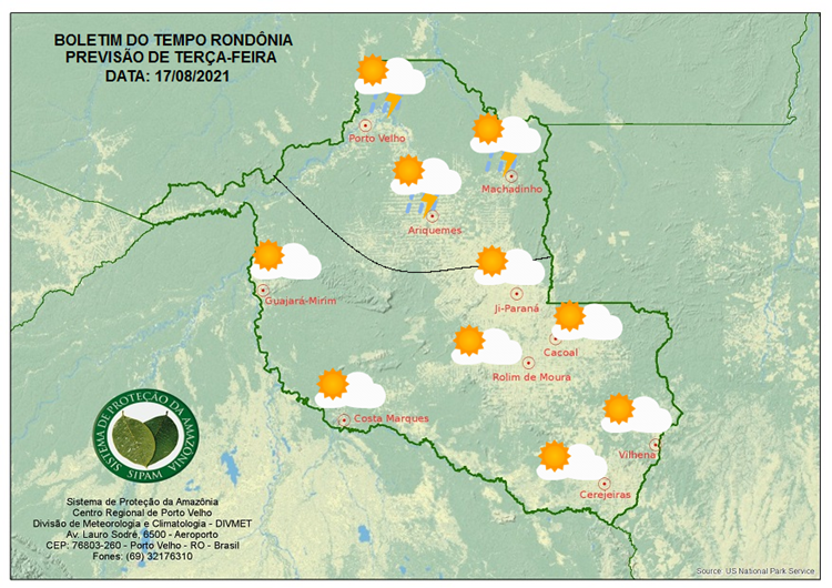 CLIMA: Confira a previsão do tempo para esta terça-feira (17) em Rondônia 