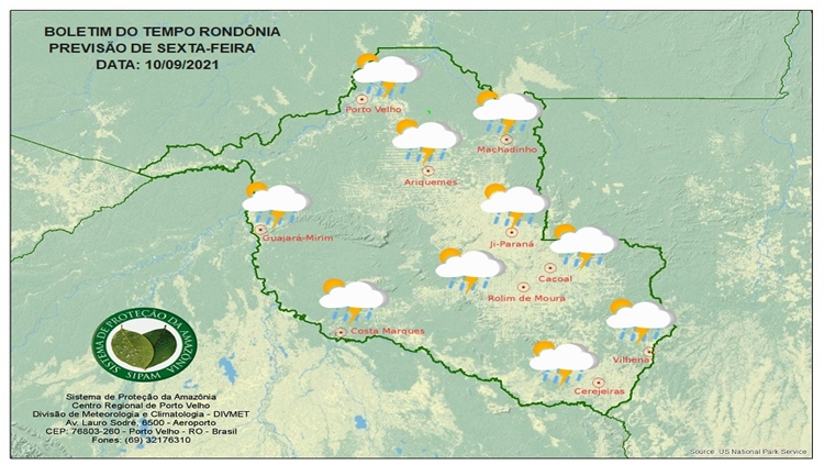 CLIMA: Confira a previsão do tempo para esta sexta-feira (10) em Rondônia 