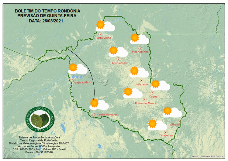 CLIMA: Confira a previsão do tempo para esta quinta-feira (26) em Rondônia 