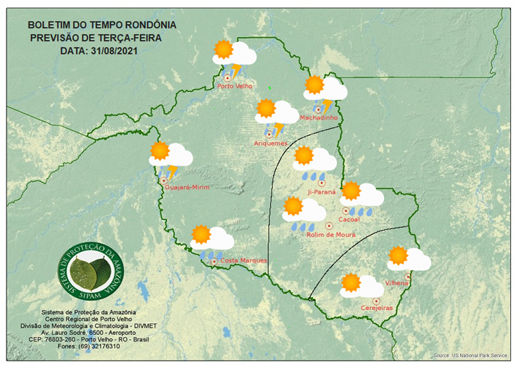 CLIMA: Confira a previsão do tempo para esta terça-feira (31) em Rondônia 