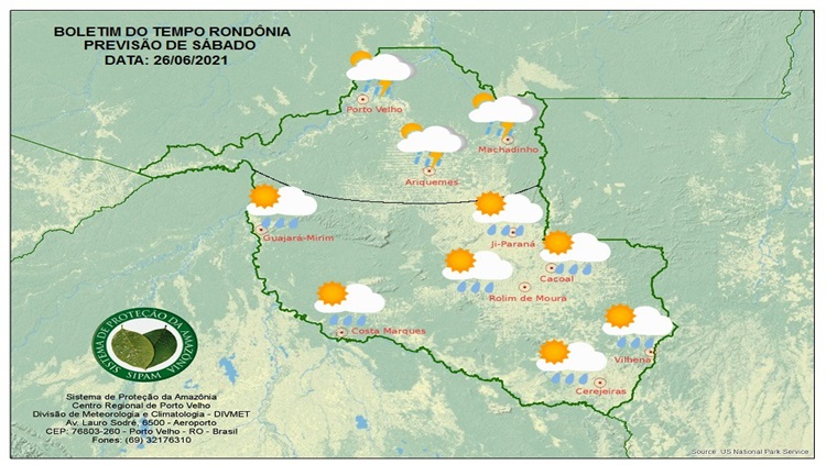 CLIMA: Veja a previsão do tempo para este sábado (26) em Rondônia